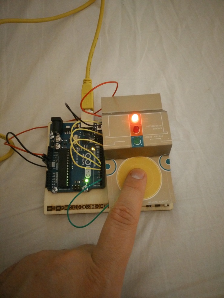 Three covered LEDs - push button switched on